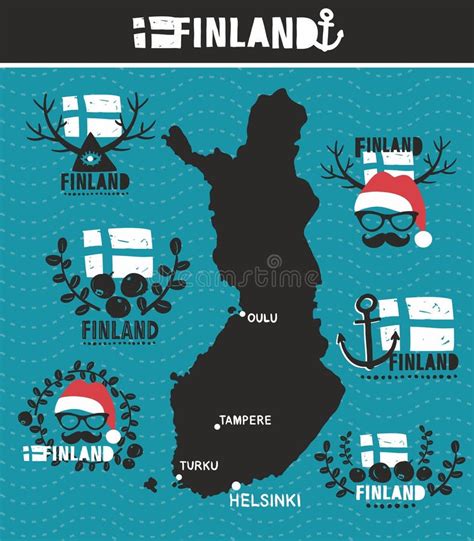 Kreative Geographische Karte Von Finnland Skandinavier Vektor