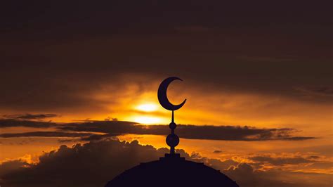 The Islam Symbol On Sunset Background Time Stock Footage Sbv 336096748