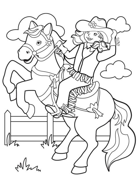 Cowgirl And Horse Coloring Page Free Printable Coloring Pages For Kids