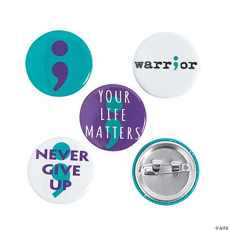 Bulk 48 Pc Mental Health Awareness Semicolon Mini Buttons Oriental