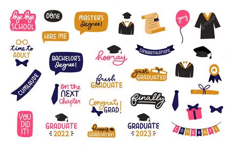 Premium Vector Graduation Sticker Design Photo Booth Props For