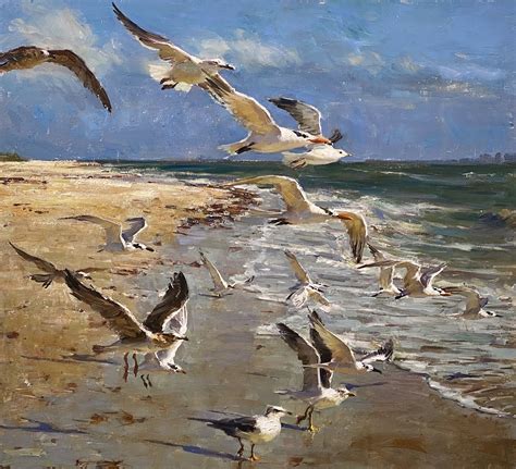 Sanibel Seagulls By Derek Penix 33 X 36 Painting Competition