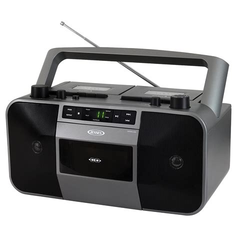 jensen mcr 1500 portable stereo cd player and dual deck cassette player recorder with am fm