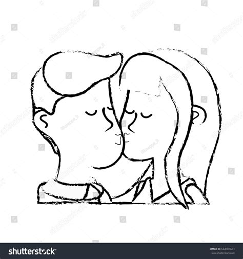 Figure Cute Couple Kissing Romantic Scene Stock Vector Royalty Free