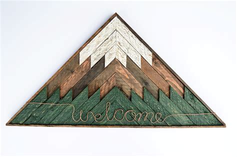 Welcome Sign Wood Mountain Mosaic Wall Art Wood Wall Art Diy
