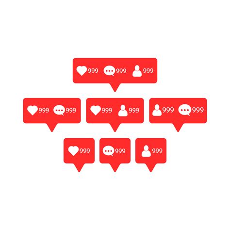 Social Media Button Vector Collection With Red Color Multiple Shape