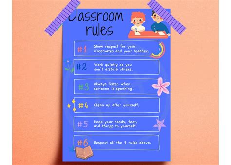 Classroom Rules Printable Classroom Chart Classroom Poster Instant