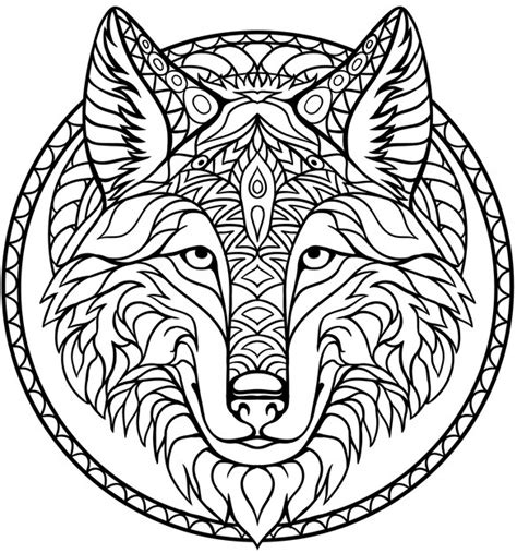 Hand Drawn Zentangle Wolf Head For Adult And Children Coloring Book