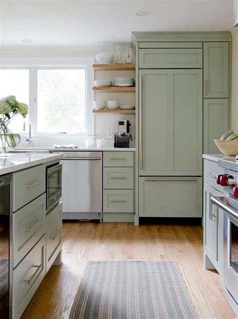 Hickory kitchen cabinets with dark counters stainless. Sage Green Kitchen Island Floor To Ceiling Kitchen ...