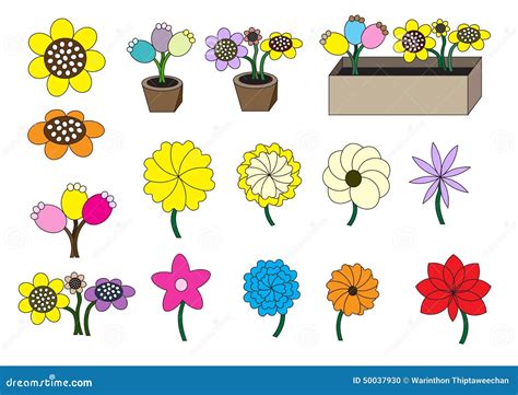 Cartoon Flowers Stock Vector Illustration Of Flora Botany 50037930