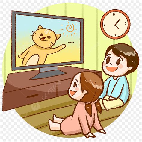 Gambar Anak Anak Menonton Video Animasi Tv Menonton Televisi Warna