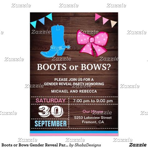 Boots Or Bows Gender Reveal Party Invitation Invitation App Invitation
