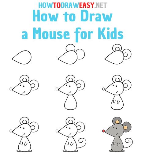 How To Draw A Mouse Step By Step Easy Drawings For Kids Drawing