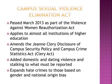Ppt Campus Sexual Violence Elimination Act S A Ve Powerpoint
