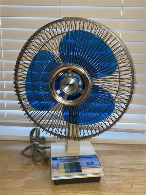 Vintage Dayton 12 Inch Oscillating Fan A W Blue Blade 3 Settings