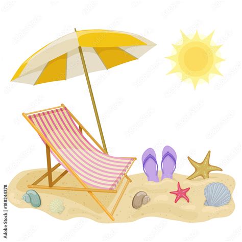 Beach Umbrella And Chair Cartoon