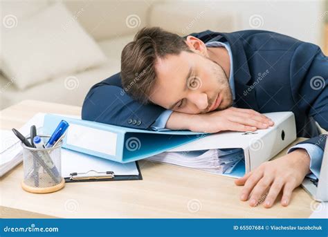 Nice Worker Sleeping At The Table Stock Photo Image Of Formal