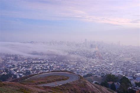 San Francisco With Fog Stock Photo Image Of Downtown 39143368