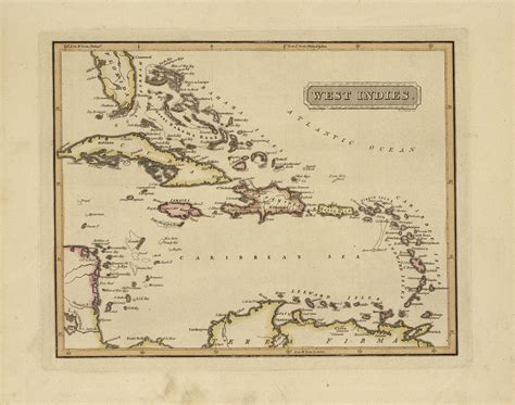 Antique Map Of West Indies Painting By Fielding Lucas