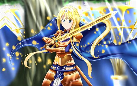 Download Wallpapers 4k Alice Zuberg Golden Sword Manga Arisu