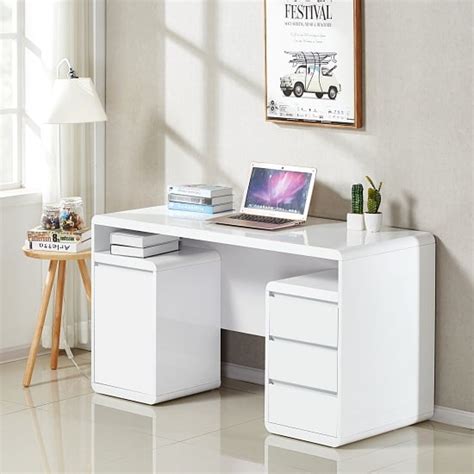 Florentine Computer Desk In White High Gloss With Storage £24995