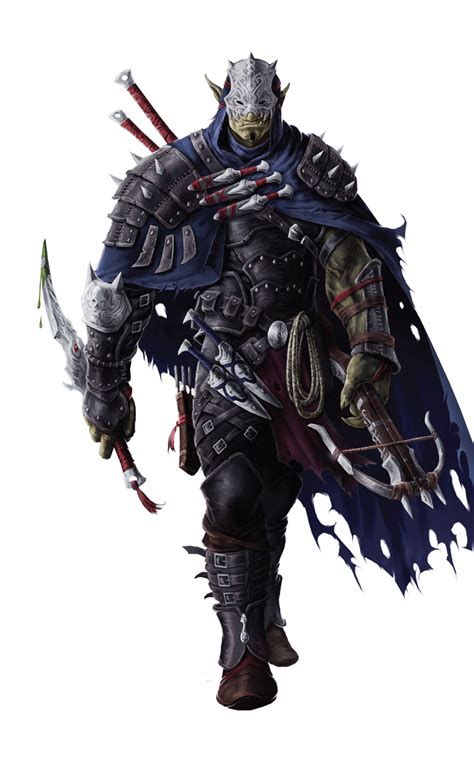 M Half Orc Rogue Assassin Studded Leather Cape Mask Short Sword Daggers
