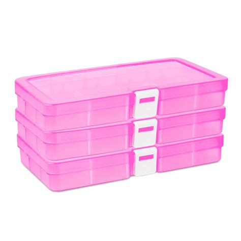 Duoner Clear Jewelry Box 3 Pack Plastic Bead Storage Box With