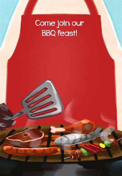 bbq feast  printable party invitation template
