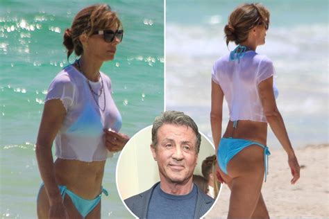 sylvester stallone s wife jennifer flavin 52 defies age as she stuns in sexy bikini with