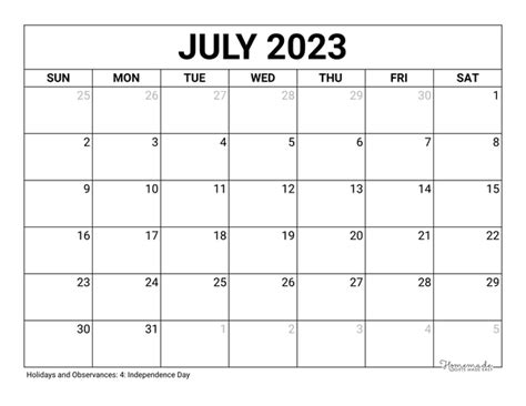 July 2023 Calendar With Holidays Printable Get Latest Map Update