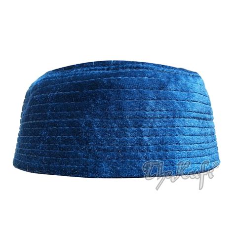 Dark Blue Semi-Rigid Handmade Velveteen Kufi Hat Crown Takke | Etsy