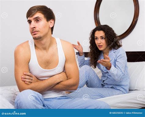 Upset Husband And Angry Wife In Bed Stock Image Image Of Inside Impotency 68225035