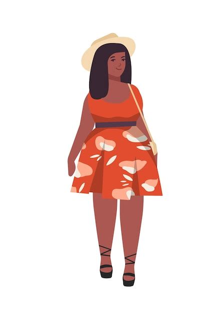 Ilustração De Mulher Plana Plus Size Vetor Premium