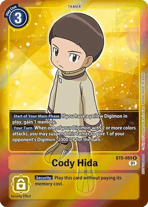 Digimon New Awakening Single Card Rare Cody Hida Bt Box Topper Toywiz