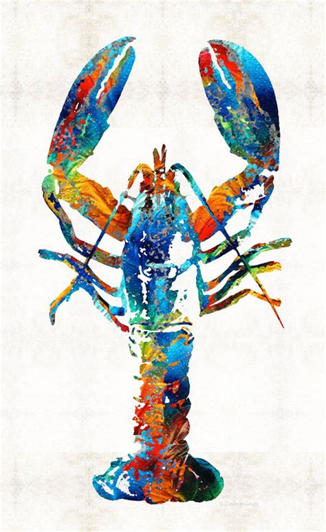A Painting Of A Lobster On A White Background