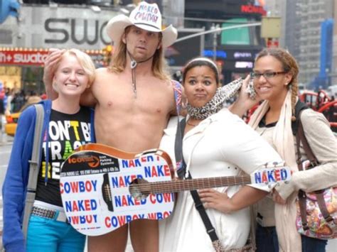 Naked Cowboy Duels With Naked Cowgirl In Times Square Downtown New