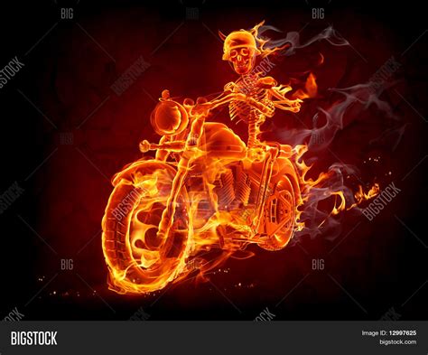 Burning Skeleton Riding A Motorcycle Stock Photo And Stock Images Bigstock