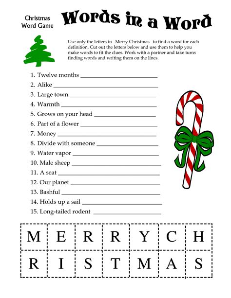 Doing more massive word games like word search in a worksheet is a great way to stimulate seniors' brains as they improve their recall. Printable Christmas Word Games | XmasPin