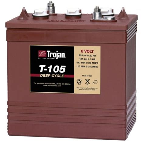 Trojan T 105 6 Volt Battery 225 Ah Deep Cycle Usa Made Impact Battery