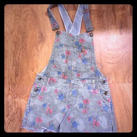 Free People Pinstripe Flower Short Overalls 2 Flower Shorts Overall