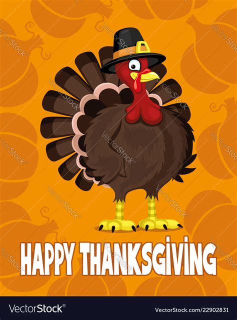Cartoon Turkey And Text Happy Thanksgiving Vector Image
