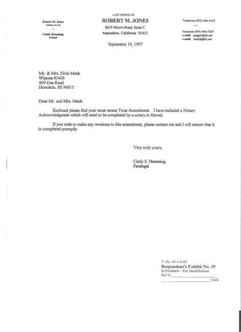 Cover letter for submission documents to bank 70 disciplines. Attorney and two term Mayor of Rialto Elvin Meek Victim of ...