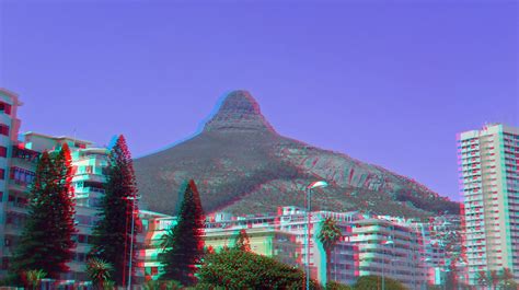 Cape Town Lions Head In Anaglyph 3d Red Cyan Glasses To View A