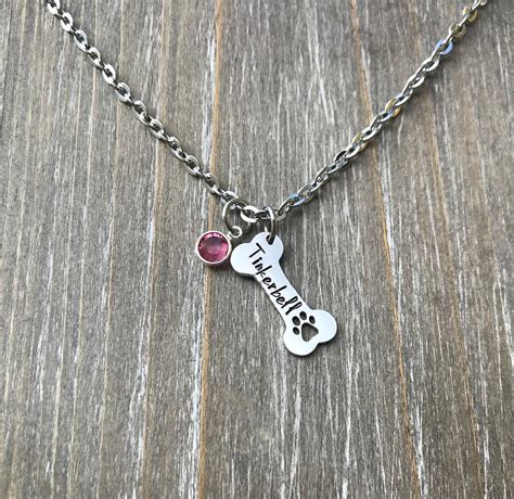 Dog Bone Necklace Personalized Dog Necklace With Name Memorial Dog
