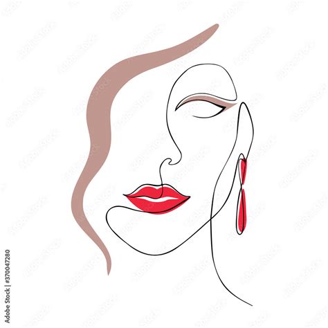 Hand Drawn Outline Vector Illustration Of Woman Face Silhouette Continuous Line Art Minimalist