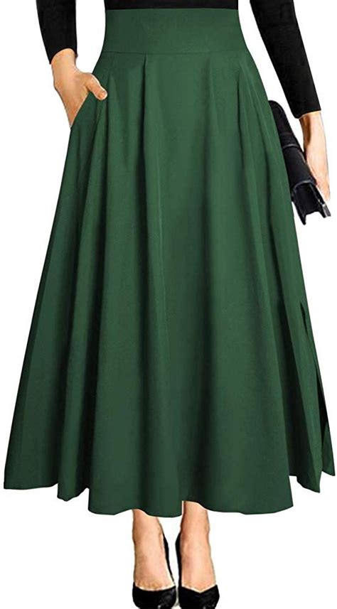 Green Maxi Skirts For Women Vintage Summer High Waisted A Line Long