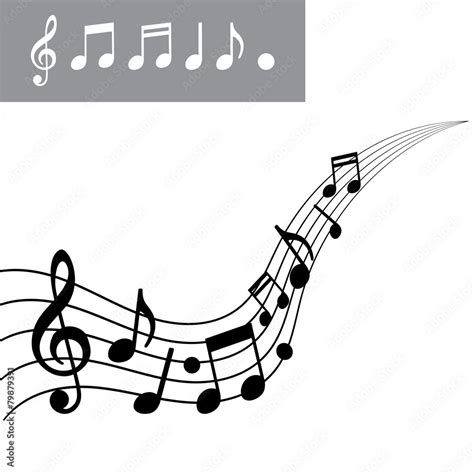 Musical Notes On Scale Music Note Icon Set Vector Illustration Stock