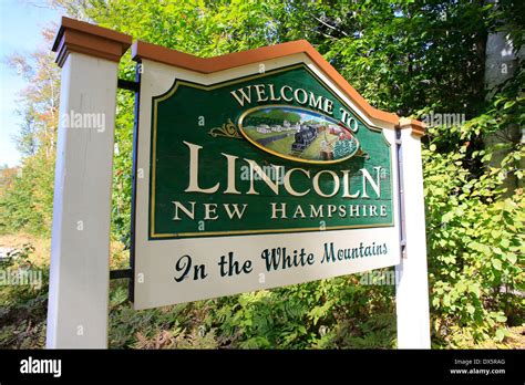 The Welcome Sign For Lincoln New Hampshire In The White Mountains In