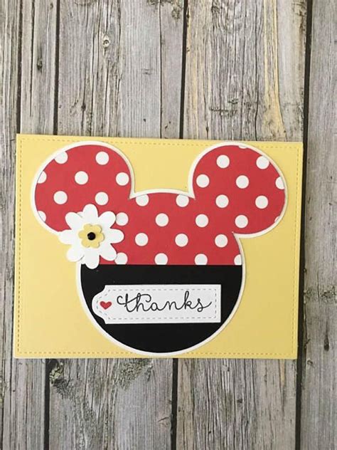 Minnie Mouse Thanks Card Handmade Minnie Mouse Thanks Etsy Diy