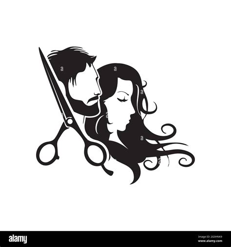 hairdresser logo beauty salon logo with man and woman silhouettes vector illustration stock